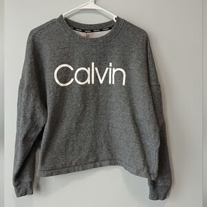 Calvin Klein Oversized Cropped Sweatshirt Womens Medium Cozy Casual